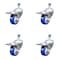 Service Caster 3.5 Inch SS Blue Polyurethane 1/2 Inch Threaded Stem Caster Set Total Lock Brake SCC-SSTSTTL20S3514-PPUB-BLU-121315-4 - alternate 1